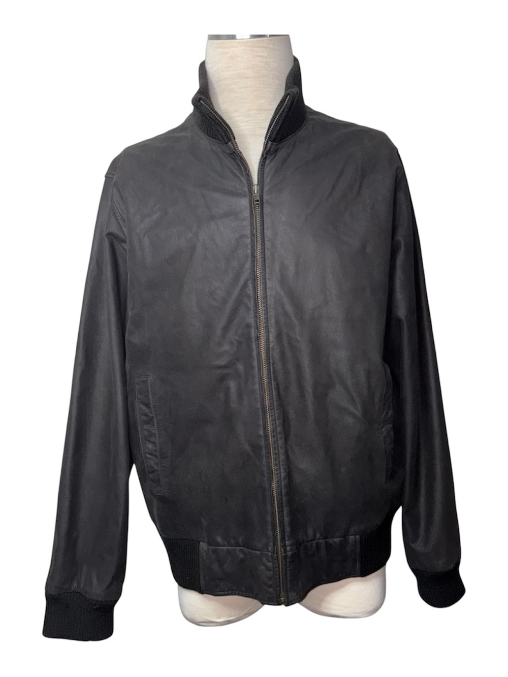 Brooks Brothers Men’s Dark Brown Soft Leather Bomber Varsity Jacket Size L
